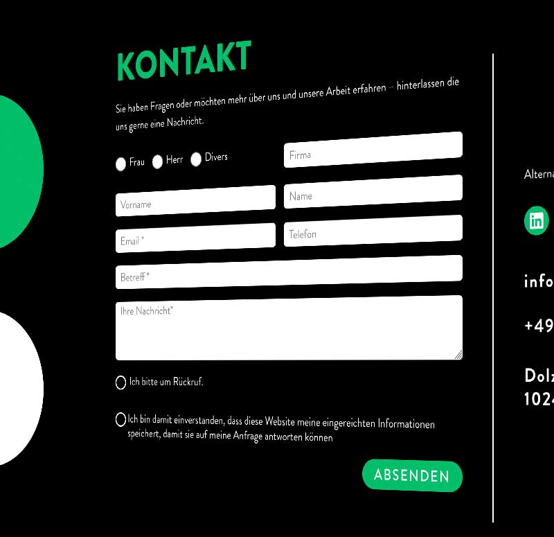 Kontaktformular und andere Kontaktpunkte